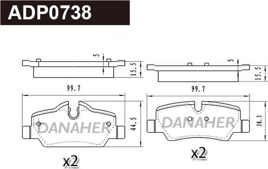 Danaher ADP0738 - Гальмівні колодки, дискові гальма autocars.com.ua