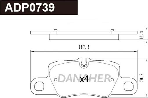 Danaher ADP0739 - Гальмівні колодки, дискові гальма autocars.com.ua