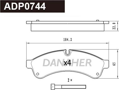 Danaher ADP0744 - Гальмівні колодки, дискові гальма autocars.com.ua