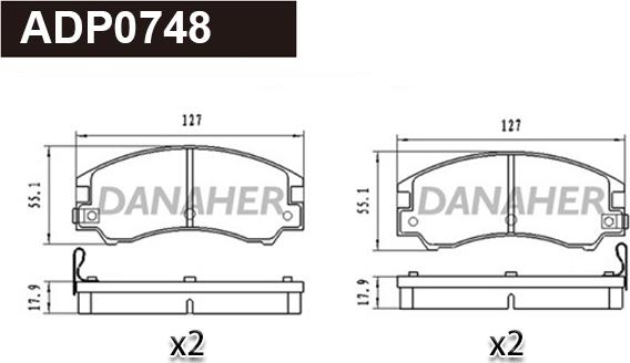 Danaher ADP0748 - Гальмівні колодки, дискові гальма autocars.com.ua