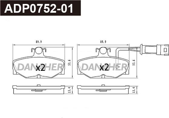 Danaher ADP0752-01 - Гальмівні колодки, дискові гальма autocars.com.ua