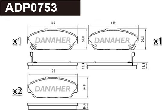 Danaher ADP0753 - Гальмівні колодки, дискові гальма autocars.com.ua