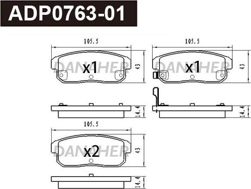 Danaher ADP0763-01 - Тормозные колодки, дисковые, комплект autodnr.net