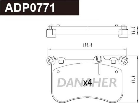 Danaher ADP0771 - Гальмівні колодки, дискові гальма autocars.com.ua