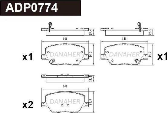 Danaher ADP0774 - Гальмівні колодки, дискові гальма autocars.com.ua