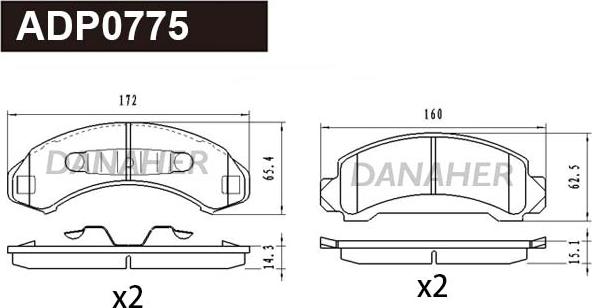 Danaher ADP0775 - Тормозные колодки, дисковые, комплект autodnr.net