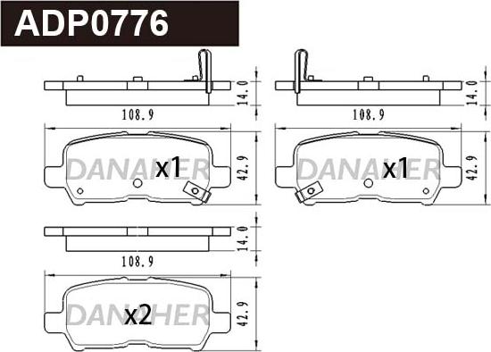 Danaher ADP0776 - Гальмівні колодки, дискові гальма autocars.com.ua