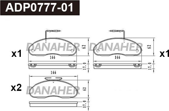 Danaher ADP0777-01 - Гальмівні колодки, дискові гальма autocars.com.ua