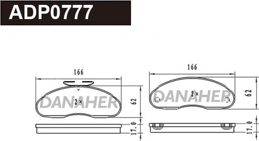 Danaher ADP0777 - Гальмівні колодки, дискові гальма autocars.com.ua