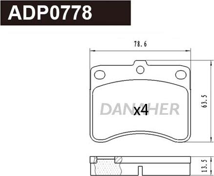 Danaher ADP0778 - Гальмівні колодки, дискові гальма autocars.com.ua