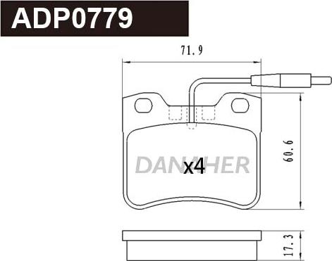 Danaher ADP0779 - Гальмівні колодки, дискові гальма autocars.com.ua