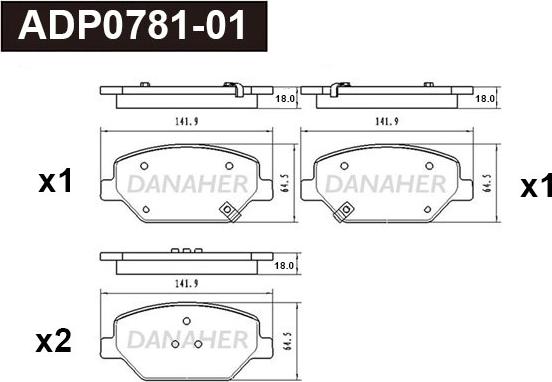 Danaher ADP0781-01 - Гальмівні колодки, дискові гальма autocars.com.ua