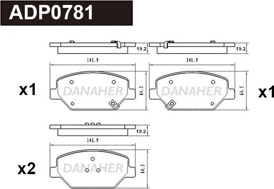 Danaher ADP0781 - Гальмівні колодки, дискові гальма autocars.com.ua