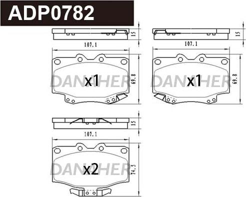 Danaher ADP0782 - Гальмівні колодки, дискові гальма autocars.com.ua