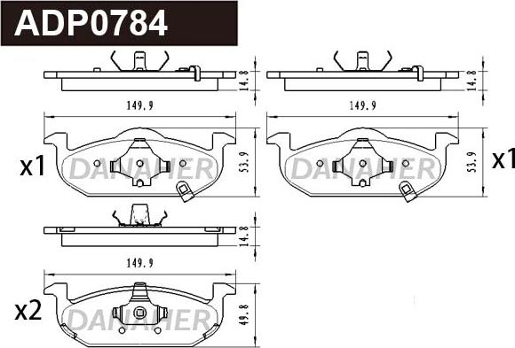 Danaher ADP0784 - Гальмівні колодки, дискові гальма autocars.com.ua