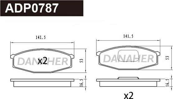 Danaher ADP0787 - Тормозные колодки, дисковые, комплект autodnr.net