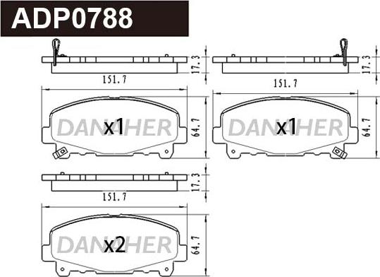 Danaher ADP0788 - Гальмівні колодки, дискові гальма autocars.com.ua