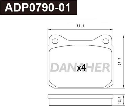 Danaher ADP0790-01 - Гальмівні колодки, дискові гальма autocars.com.ua