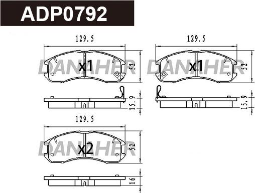 Danaher ADP0792 - Гальмівні колодки, дискові гальма autocars.com.ua