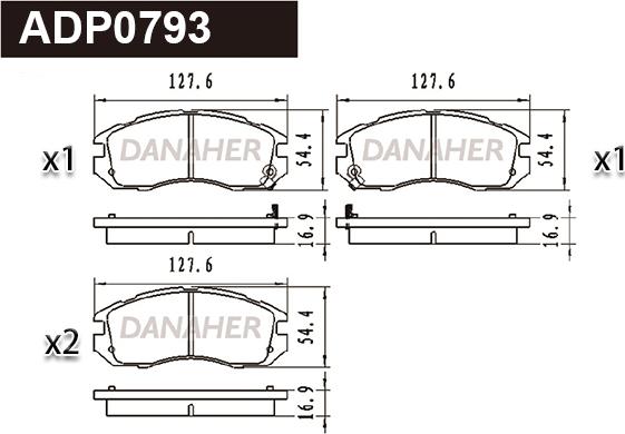 Danaher ADP0793 - Тормозные колодки, дисковые, комплект autodnr.net