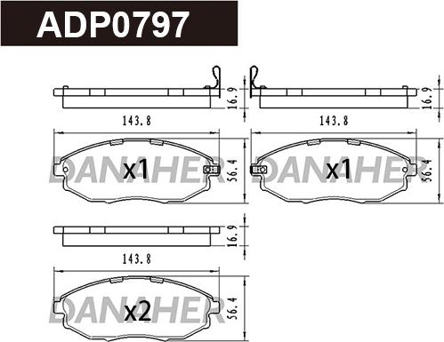 Danaher ADP0797 - Гальмівні колодки, дискові гальма autocars.com.ua