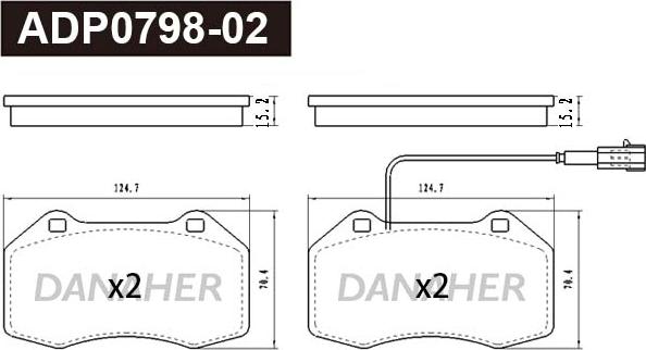 Danaher ADP0798-02 - Гальмівні колодки, дискові гальма autocars.com.ua