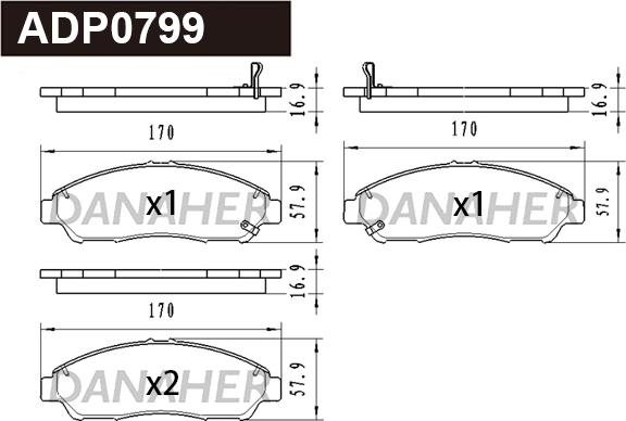 Danaher ADP0799 - Гальмівні колодки, дискові гальма autocars.com.ua