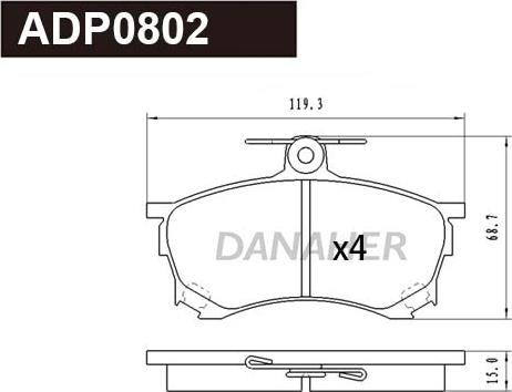 Danaher ADP0802 - Гальмівні колодки, дискові гальма autocars.com.ua