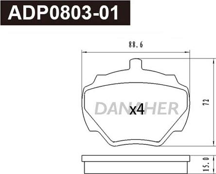 Danaher ADP0803-01 - Гальмівні колодки, дискові гальма autocars.com.ua