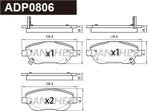 Danaher ADP0806 - Гальмівні колодки, дискові гальма autocars.com.ua