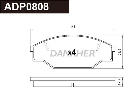 Danaher ADP0808 - Гальмівні колодки, дискові гальма autocars.com.ua