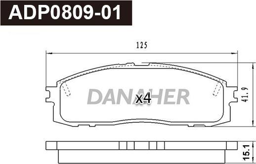 Danaher ADP0809-01 - Гальмівні колодки, дискові гальма autocars.com.ua