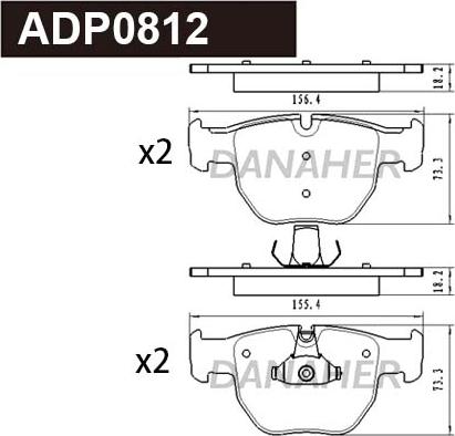 Danaher ADP0812 - Гальмівні колодки, дискові гальма autocars.com.ua