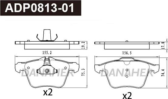 Danaher ADP0813-01 - Гальмівні колодки, дискові гальма autocars.com.ua