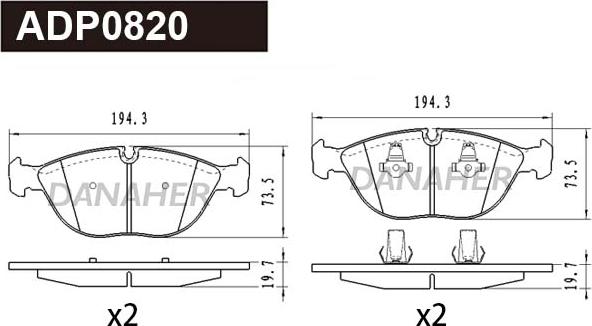 Danaher ADP0820 - Гальмівні колодки, дискові гальма autocars.com.ua