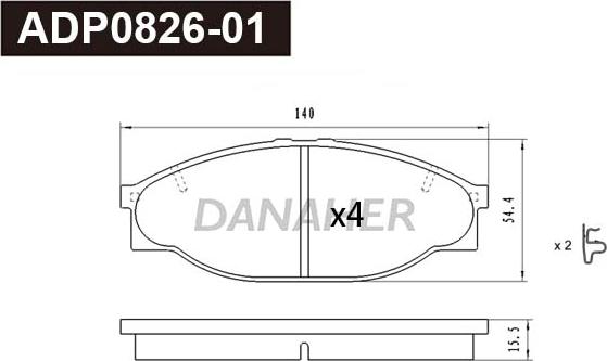 Danaher ADP0826-01 - Гальмівні колодки, дискові гальма autocars.com.ua