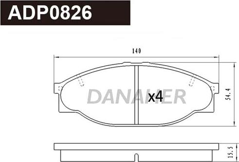 Danaher ADP0826 - Гальмівні колодки, дискові гальма autocars.com.ua