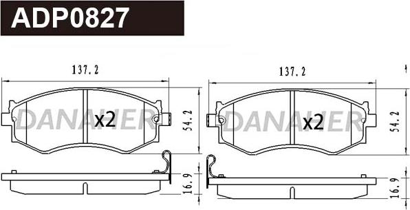 Danaher ADP0827 - Тормозные колодки, дисковые, комплект autodnr.net