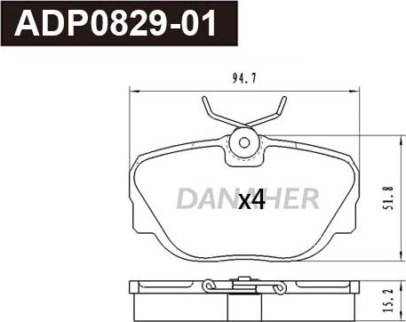 Danaher ADP0829-01 - Гальмівні колодки, дискові гальма autocars.com.ua