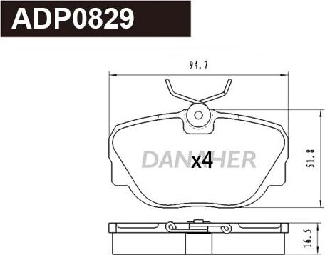 Danaher ADP0829 - Гальмівні колодки, дискові гальма autocars.com.ua
