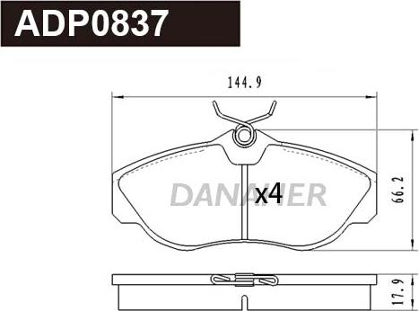 Danaher ADP0837 - Гальмівні колодки, дискові гальма autocars.com.ua