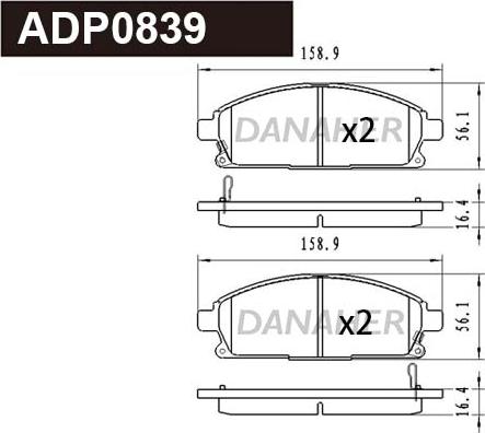 Danaher ADP0839 - Гальмівні колодки, дискові гальма autocars.com.ua