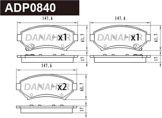 Danaher ADP0840 - Гальмівні колодки, дискові гальма autocars.com.ua
