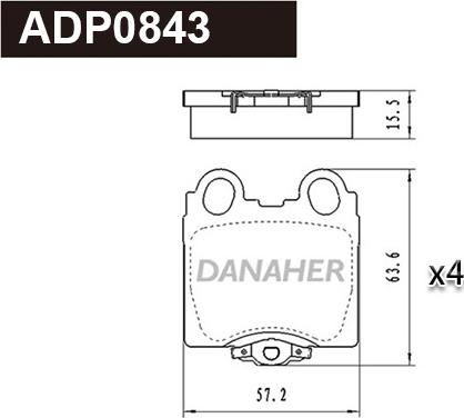 Danaher ADP0843 - Гальмівні колодки, дискові гальма autocars.com.ua