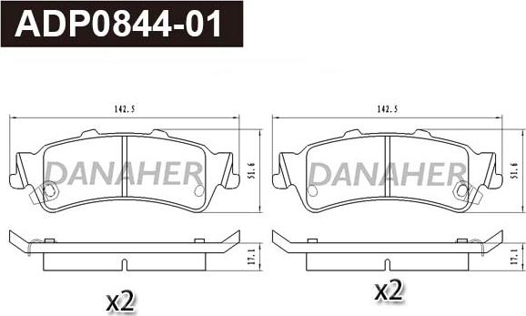 Danaher ADP0844-01 - Гальмівні колодки, дискові гальма autocars.com.ua