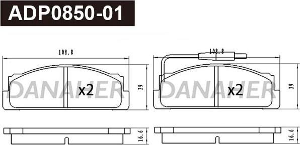 Danaher ADP0850-01 - Тормозные колодки, дисковые, комплект autodnr.net