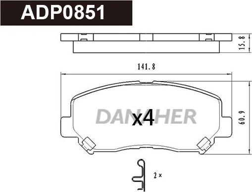 Danaher ADP0851 - Гальмівні колодки, дискові гальма autocars.com.ua