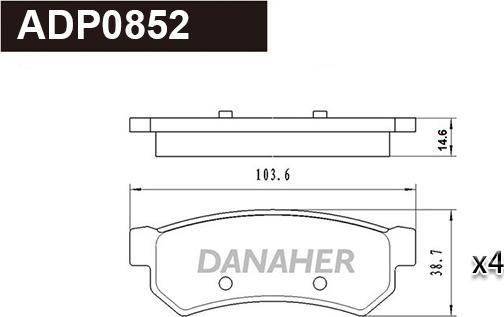 Danaher ADP0852 - Гальмівні колодки, дискові гальма autocars.com.ua