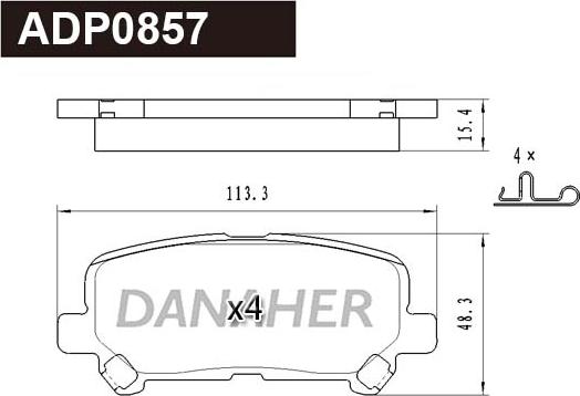 Danaher ADP0857 - Гальмівні колодки, дискові гальма autocars.com.ua