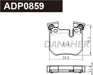 Danaher ADP0859 - Гальмівні колодки, дискові гальма autocars.com.ua